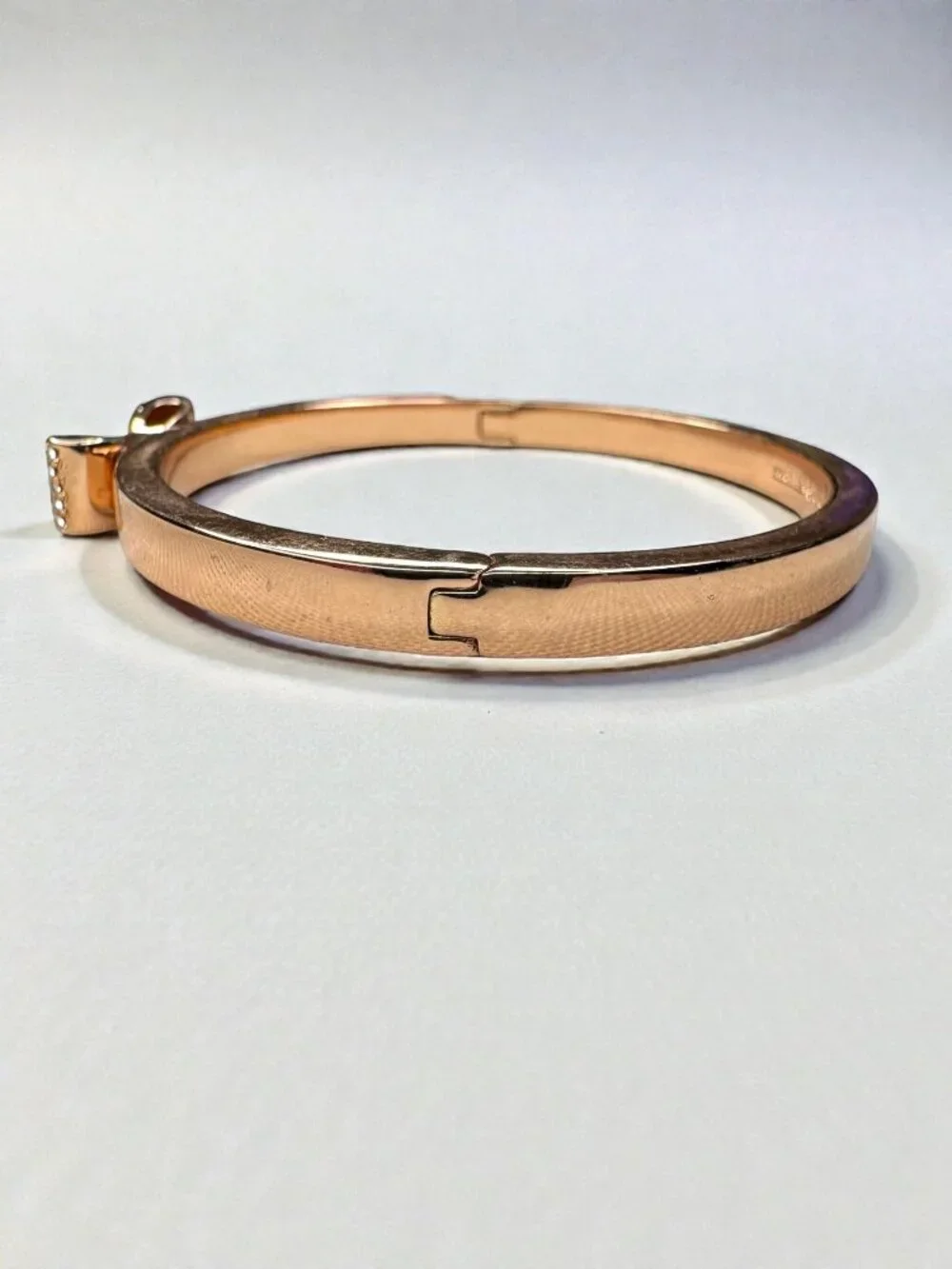 Kate Spade New York Crystal Ready Set Bow Rose Gold Tone Bangle Bracelet - Picture 12 of 13